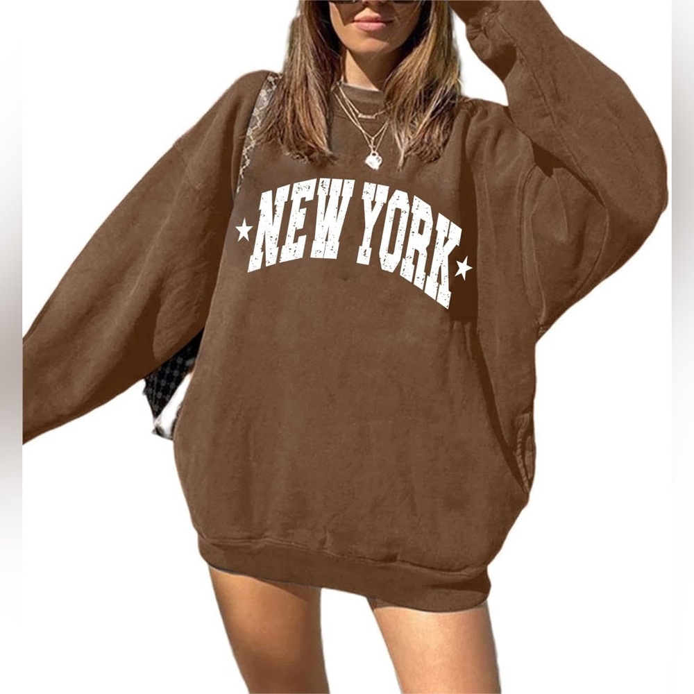 LilyCoco Women's Graphic Oversized Sweatshirt Long Sleeve Crewneck Pullover